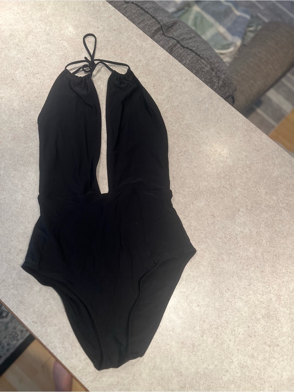 American Eagle Outfitters Black Halter One-Piece Swimsuit